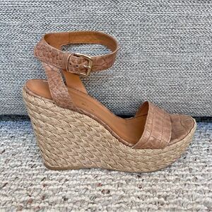 Stuart Weitzman Leather Espadrille Wedge Sandal
